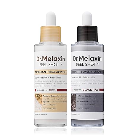 (Genuine Guarantee)Peel Shot Glow Rice Ampoule Duo - Serums for Brightening, Exfoliating, and Moisturizing - Suitable for All Skin Types