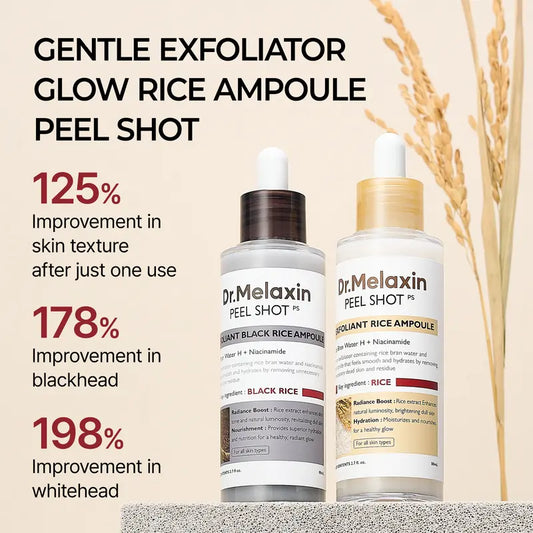(Genuine Guarantee)Peel Shot Glow Rice Ampoule Duo - Serums for Brightening, Exfoliating, and Moisturizing - Suitable for All Skin Types